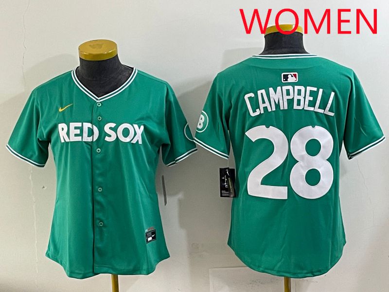 Women 2025 Boston Red Sox #28 Campbell Dark Green Joint Name Nike MLB Jersey style 1